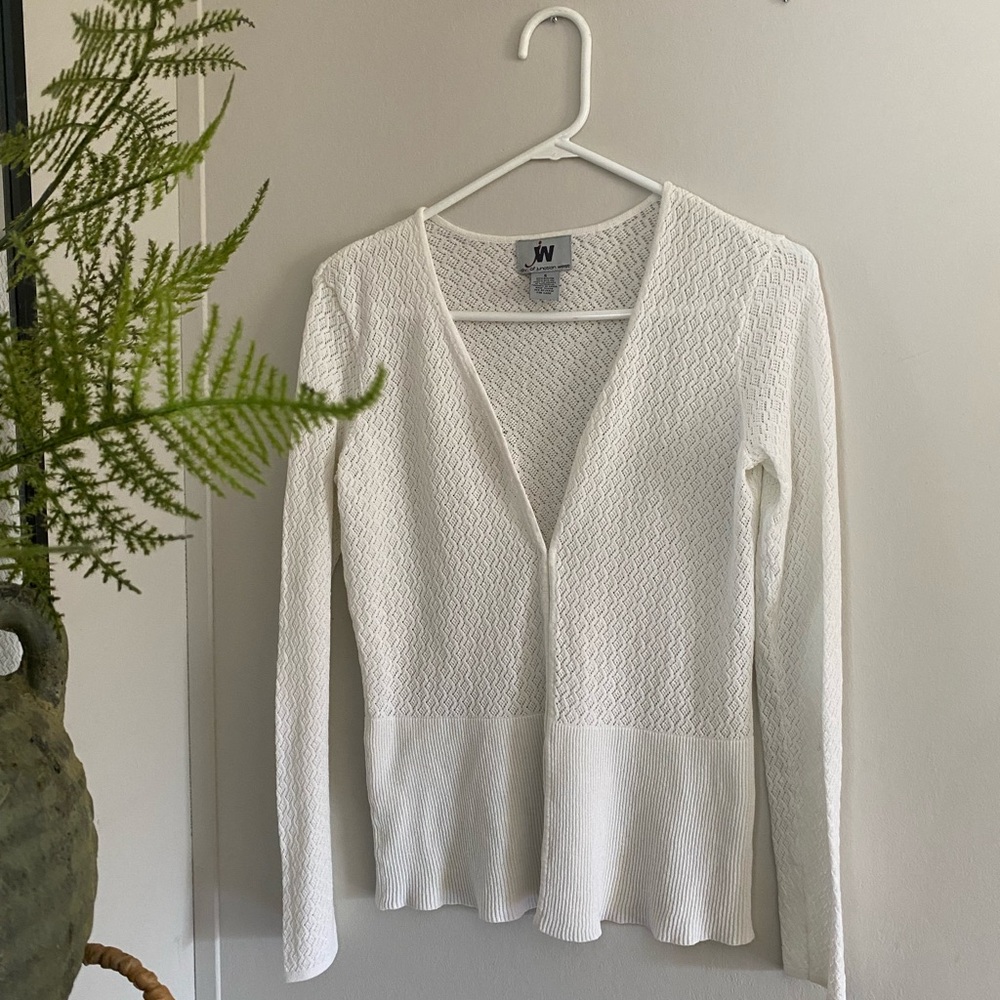 White Textured Knit Cardigan Women’s Small